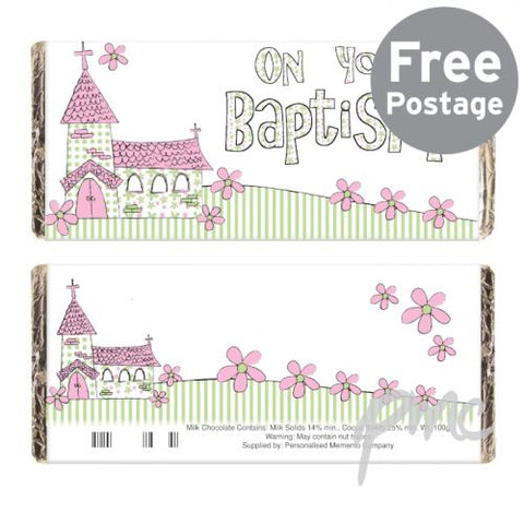 Pink Church On Your Baptism Milk Chocolate Bar
