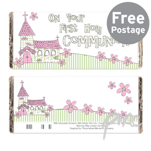 Pink On Your Communion Church Milk Chocolate Bar