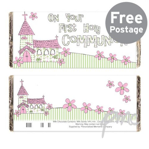 Pink On Your Communion Church Milk Chocolate Bar