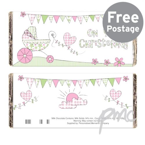 Whimsical Pram Christening Milk Chocolate Bar