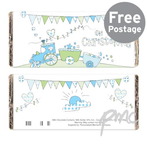 Whimsical Train Christening Milk Chocolate Bar