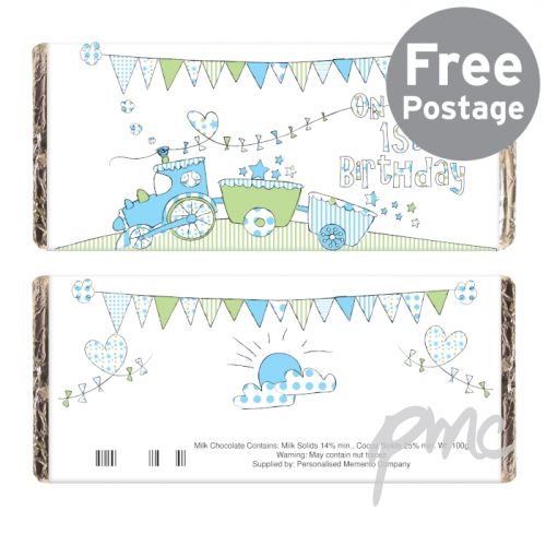 Whimsical Train 1st Birthday Milk Chocolate Bar