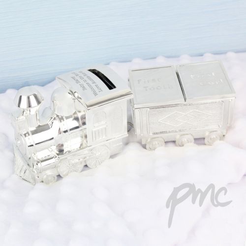Personalised Train Money Box with Tooth & Curl Trinket Box
