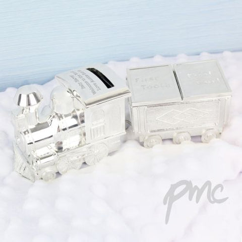 Personalised Train Money Box with Tooth & Curl Trinket Box
