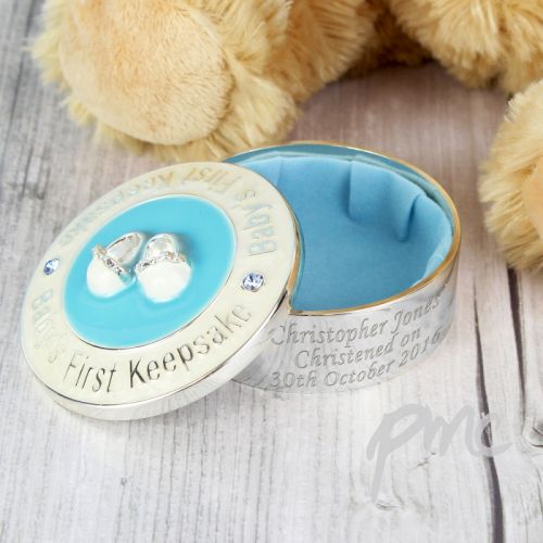 Personalised Blue 1st Keepsake Box