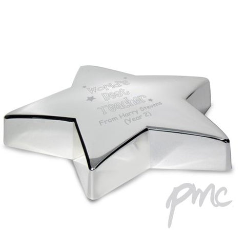 Personalised World's Best Teacher Star Paperweight