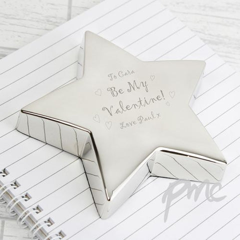 Personalised Be My Valentine Star Paperweight