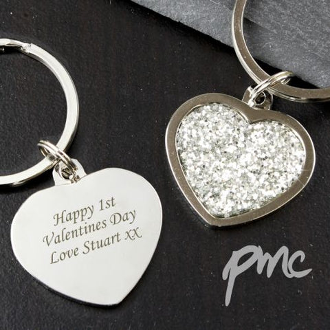 Personalised Diamante Heart Keyring