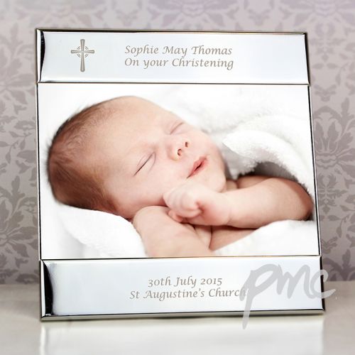 Personalised Silver Cross Square 6x4 Photo Frame