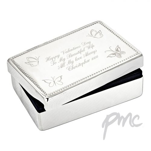 Personalised Butterfly Rectangular Jewellery Box
