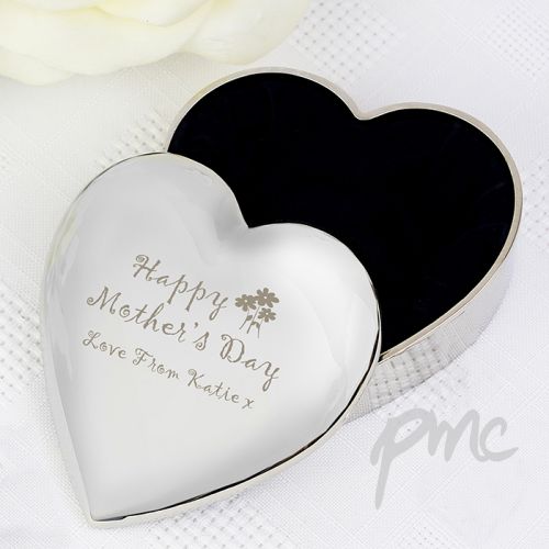 Personalised Happy Mothers Day Heart Trinket Box