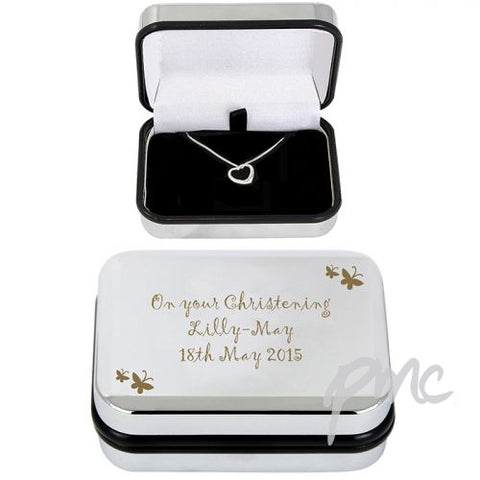 Personalised Butterfly Heart Necklace and Box