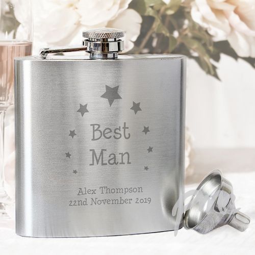 Personalised Stars Best Man Hip Flask