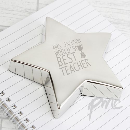 Personalised Teacher Trophy Star Paperweight