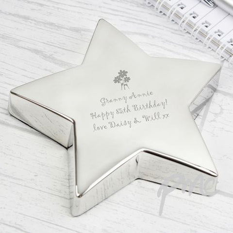 Personalised Flowers Star Paperweight