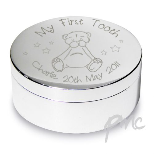 Personalised Teddy My First Tooth Trinket Box