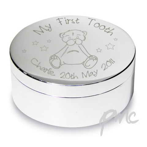Personalised Teddy My First Tooth Trinket Box