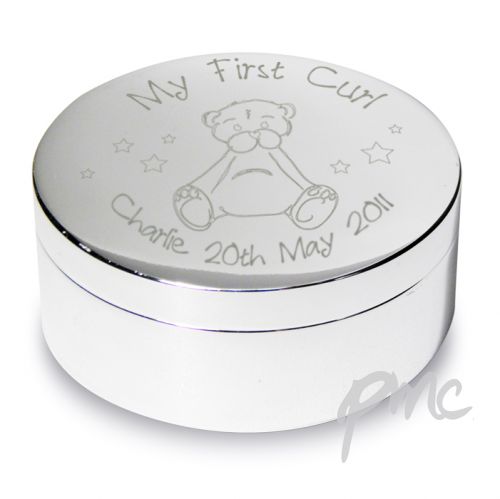 Personalised Teddy My First Curl Trinket Box