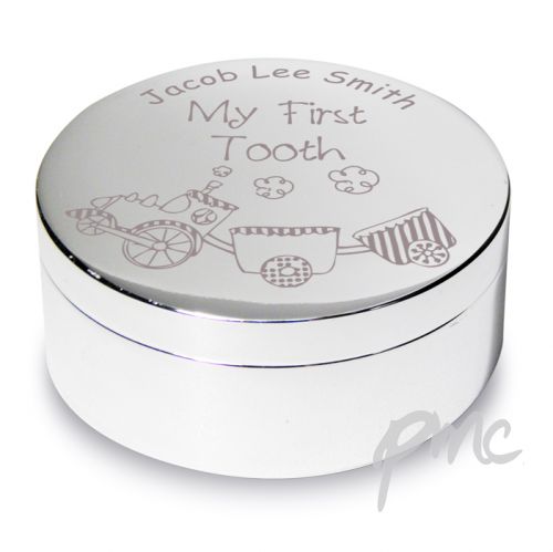 Personalised Train My First Tooth Trinket Box