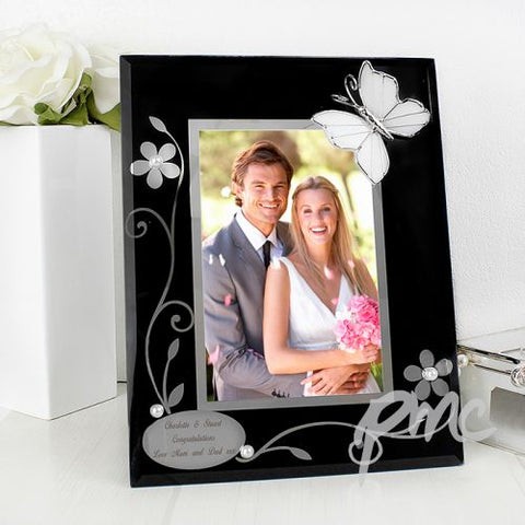 Personalised Black Butterfly 4x6 Photo Frame