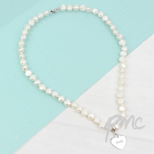 Personalised White Freshwater Pearl Scripted Name Necklace