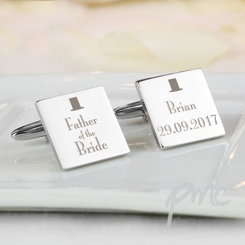 Personalised Decorative Wedding Father of the Bride Square Cufflinks
