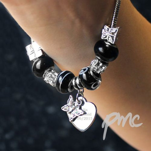 Personalised Butterfly & Heart Charm - Galaxy - 18cm
