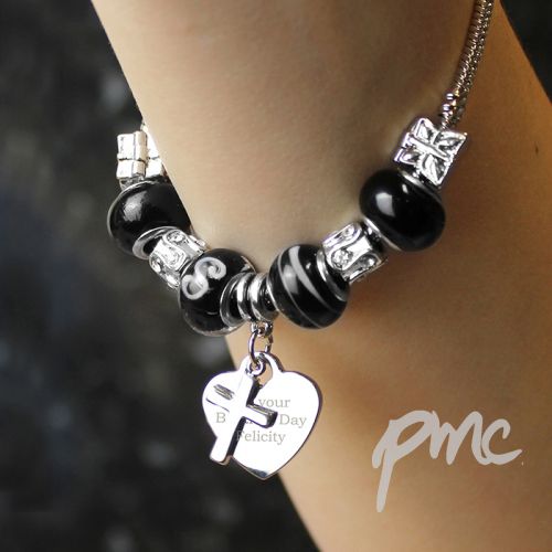 Personalised Cross Charm Bracelet - 21cm - Galaxy
