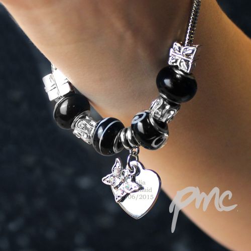 Personalised Butterfly & Heart Charm   - Galaxy - 21cm