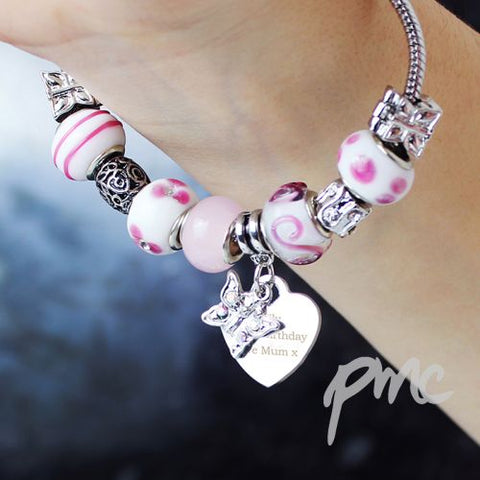Personalised Butterfly & Heart Charm - Candy Pink - 21cm