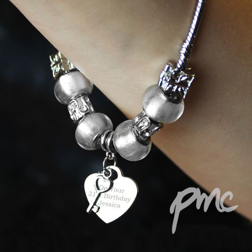 Personalised Key Charm Bracelet - Ice White - 18cm