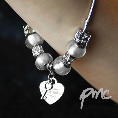Personalised Key Charm Bracelet - Ice White  - 21cm