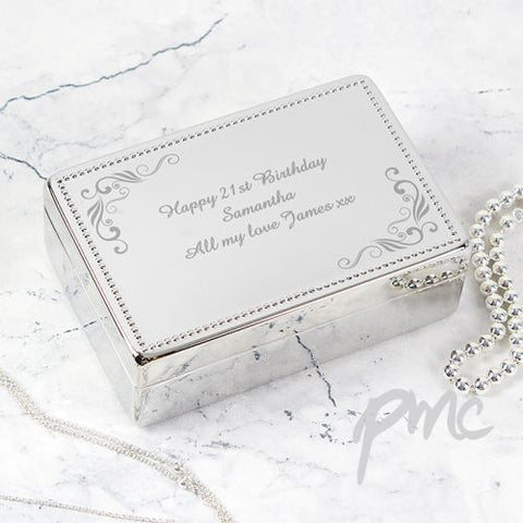 Personalised Swirl Rectangular Jewellery Box