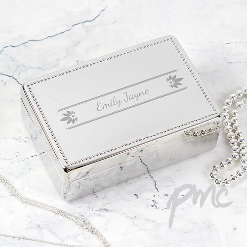 Personalised Petals Rectangular Jewellery Box