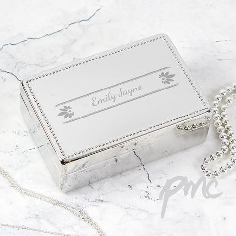 Personalised Petals Rectangular Jewellery Box
