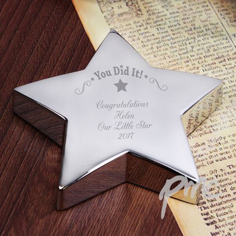 Personalised You Did It! Star Paperweight