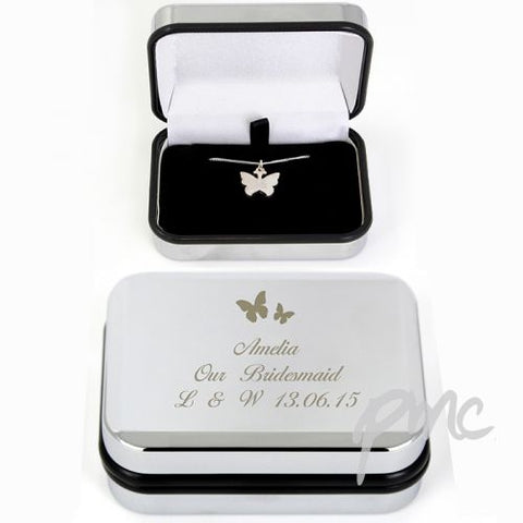 Personalised Butterfly Swirl Necklace in Box