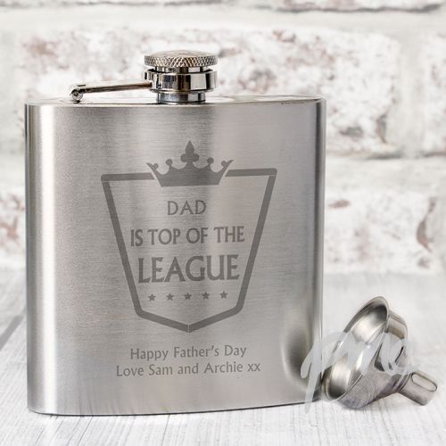 Personalised Top of the League Hip Flask