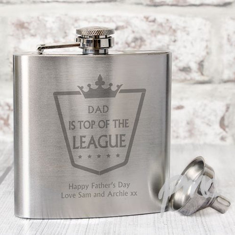 Personalised Top of the League Hip Flask
