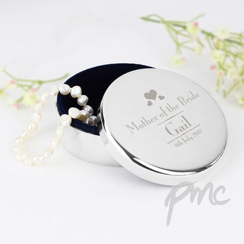 Personalised Decorative Wedding Mother of the Bride Round Trinket Box