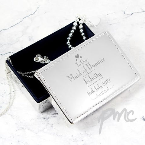 Personalised Decorative Wedding Maid of Honour Jewellery Box