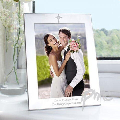 Personalised Silver 5x7 Cross Photo Frame
