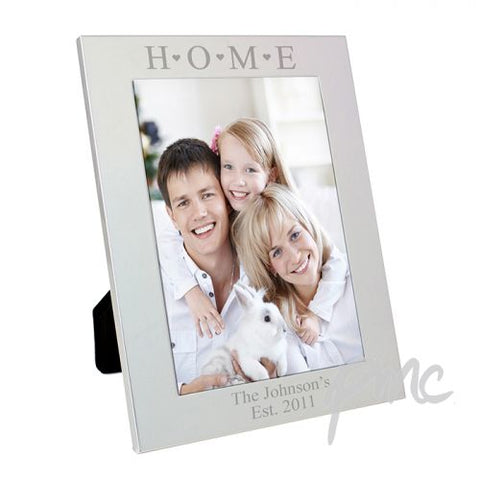 Personalised Silver 5x7 Home & Hearts Photo Frame
