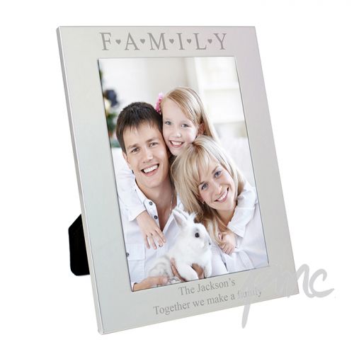 Personalised Silver 5x7 Family & Hearts Photo Frame