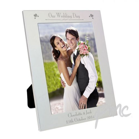 Personalised Silver 5x7 Decorative Our Wedding Day Photo Frame