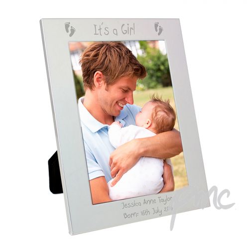 Personalised Silver 5x7 Footprints Photo Frame