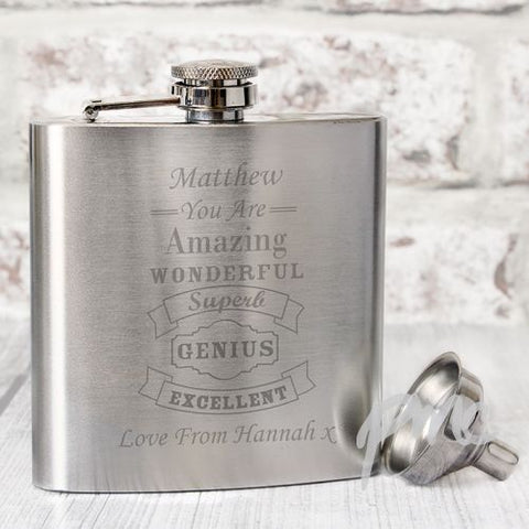 Personalised Vintage Typography Hip Flask