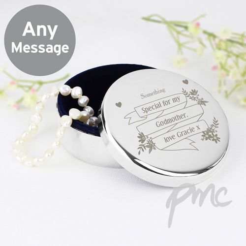 Personalised Garden Bloom Round Trinket Box