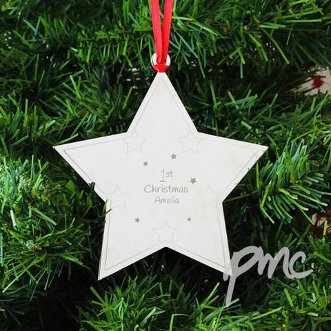 Personalised 1st Christmas Star Tree Decoration