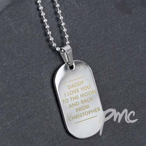 Personalised Classic Stainless Steel Dog Tag Necklace